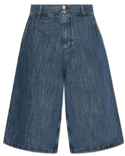 Etro Wide-leg Denim Shorts - Blue