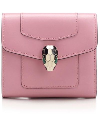 BVLGARI Serpenti Forever Leather Wallet - Pink