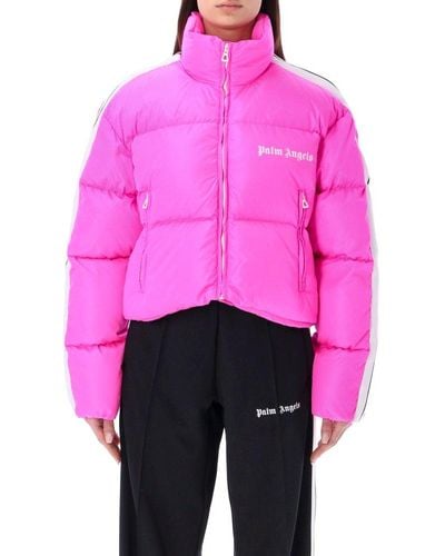 Palm Angels Cropped Track Down Jacket - Pink