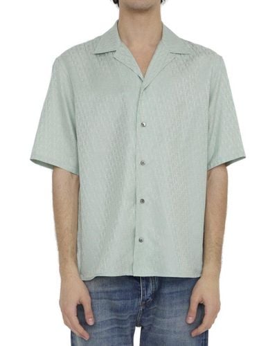 Dior All-over Logo Patterned Short-sleeved Shirt - Green