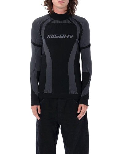 MISBHV Logo-jacquard Long-sleeved Knitted Top - Blue