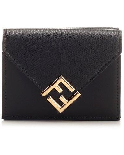 Fendi Ff Plaque Padlock Wallet - Black