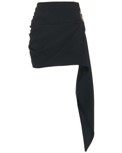 Elisabetta Franchi Asymmetric Hem Draped Mini Skirt - Black