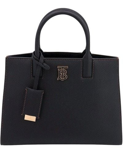 Burberry Frances Tb Plaque Tote Bag - Black