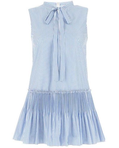 RED Valentino Embroidered Poplin Top - Blue