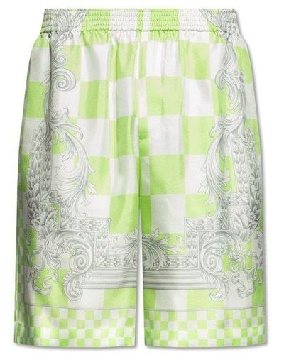 Versace Barocco Check-printed Knee-length Shorts - Green