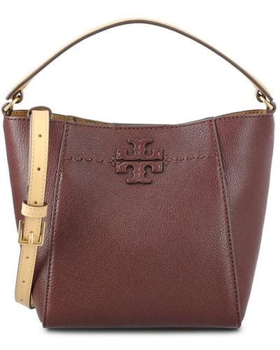 Tory Burch Small Mcgraw Textured Bucket Bag - Brown