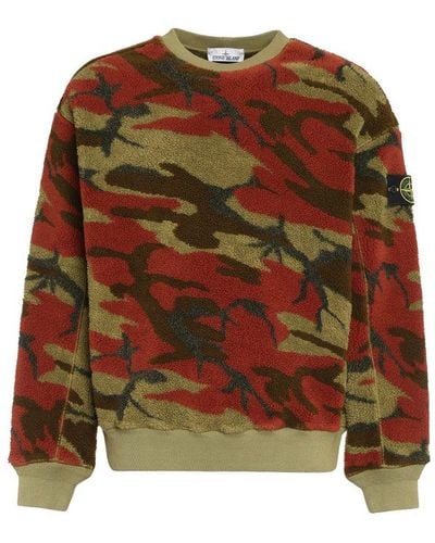 Stone Island Camouflage-pattern Crewneck Fleece Sweater - Multicolor