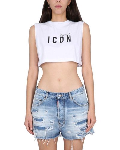 DSquared² Crop Top With Logo - Blue