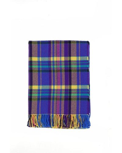 Etro Check Patterned Fringed Scarf - Blue