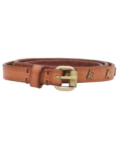 Golden Goose Belt Molly Washed Leather Star Studs - Brown