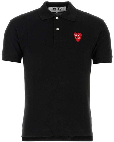 COMME DES GARÇONS PLAY Logo Embroidered Polo Shirt - Black