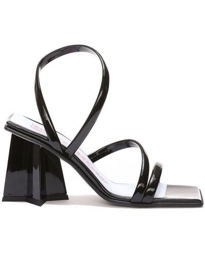Chiara Ferragni Sqaured Toe Ankle Strap Sandals - Black