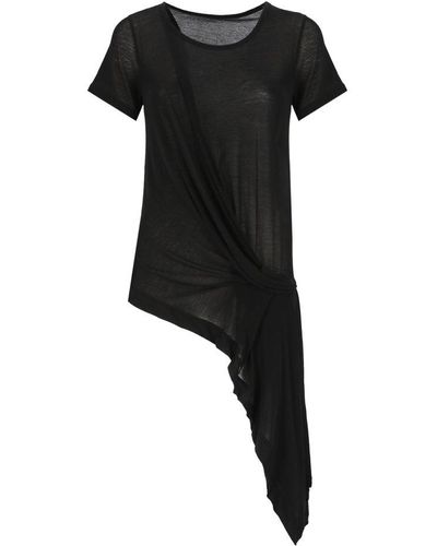 Yohji Yamamoto Round-neck Draped Asymmetric T-shirt - Black