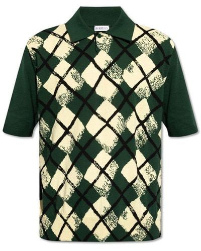 Burberry Checked Polo Shirt, - Green