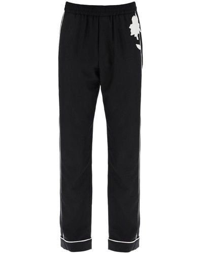Valentino Mid-rise Pyjama Trousers - Black