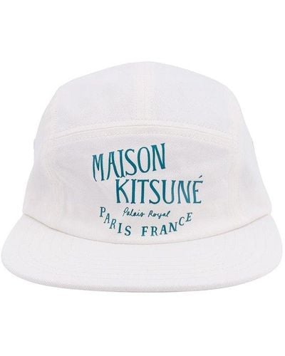 Maison Kitsuné Cotton Stitched Profile Unlined Printed Hats - White