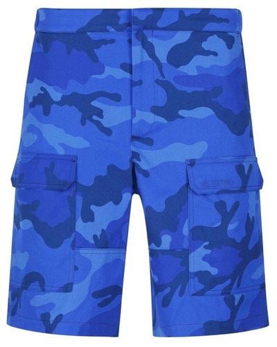 Valentino Camouflage Printed Shorts - Blue