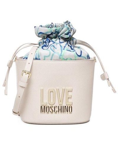 Love Moschino Logo Bucket Bag - White