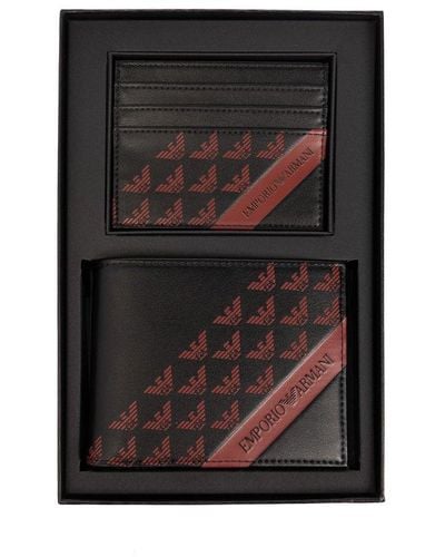 Emporio Armani Wallet & Card Holder Set, - Black