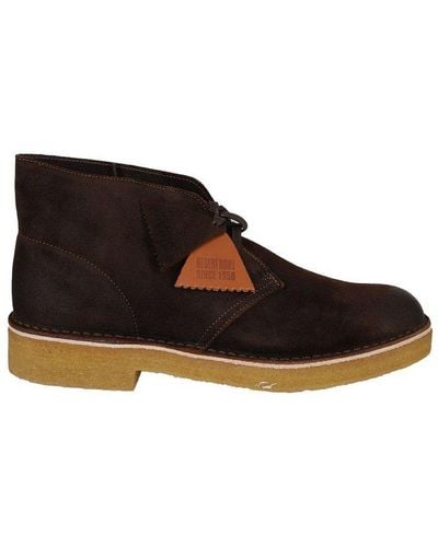 Clarks Round Toe Lace-up Desert Boots - Brown