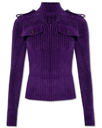 Bottega Veneta Ribbed Sweater - Purple