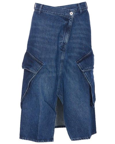 JW Anderson Cargo Midi Denim Skirt - Blue