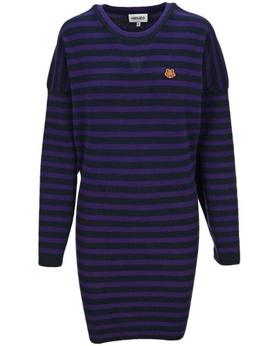 KENZO Striped Knitted Minidress - Blue