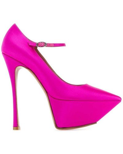 AMINA MUADDI Yigit Pointed Toe Platform Court Shoes - Pink