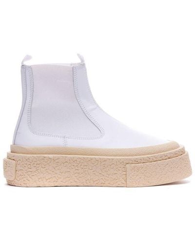 MM6 by Maison Martin Margiela Logo-patch Leather Ankle Boots - White