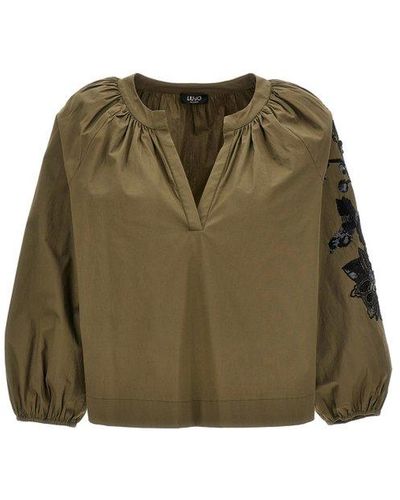 Liu Jo Sequin Embroidery Blouse Shirt - Green