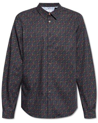 PS by Paul Smith Allover Floral Printed Long-sleeved Shirt - Grey