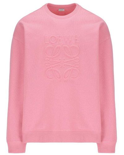 Loewe Logo Embroidered Crewneck Sweatshirt - Pink