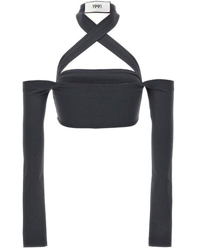 Dolce & Gabbana Kim Cross-over Strap Cropped Top - Black