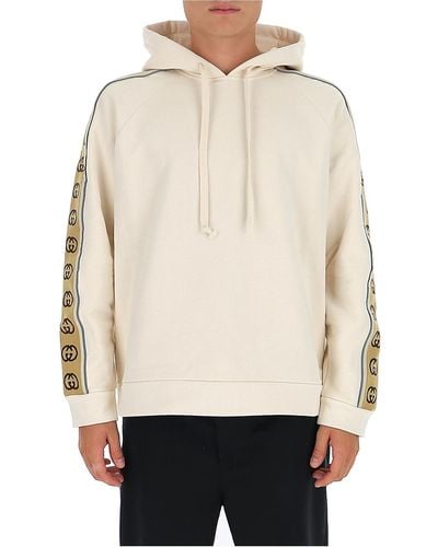 Gucci Hooded Sweatshirt With GG Piping - White
