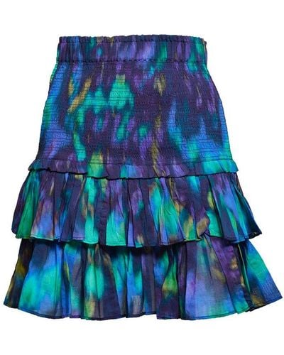 Isabel Marant Tie-dyed Printed Elasticated Waistband Skirt - Blue