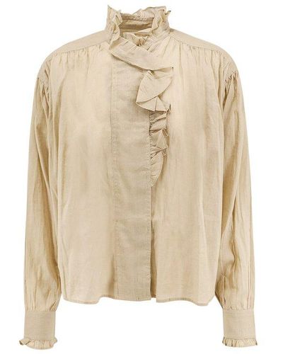 Isabel Marant Long Sleeved Ruffled Shirt - Natural