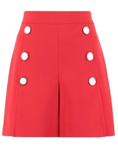 Boutique Moschino High Rise Button Detailed Shorts - Red