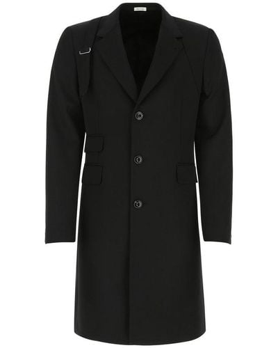 Alexander McQueen Single Breasted Tailored Coat - Black