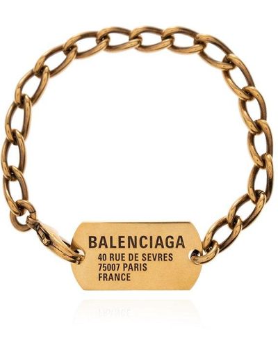 Balenciaga Logo-plaque Chain Bracelet - Metallic