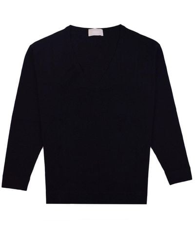 Drumohr V-neck Long-sleeved Sweater - Blue