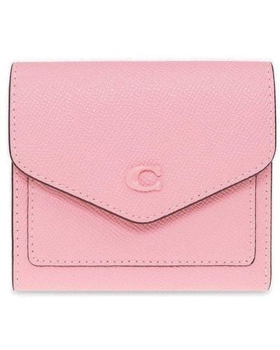 COACH Cross Grain Leather Wyn Small Wallet - Pink
