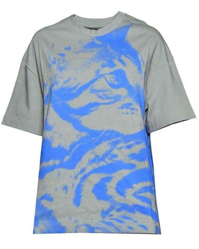 Jil Sander Cat-printed Crewneck T-shirt - Blue