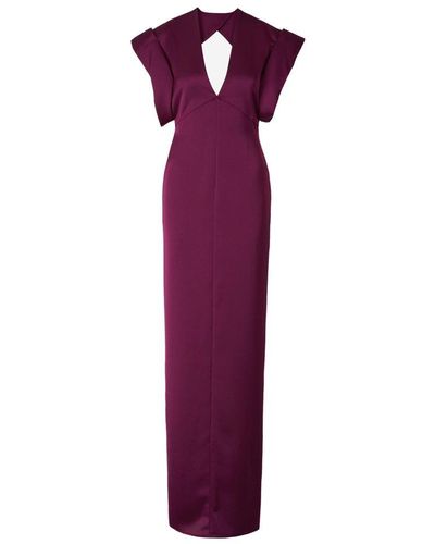 The Attico Kara V-neck Maxi Dress - Purple