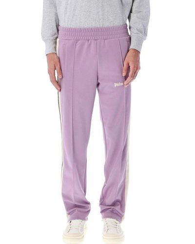Palm Angels Logo Printed Side Striped Track Trousers - Purple