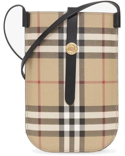 Burberry 'anne' Phone Pouch With Strap - Natural