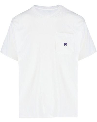 Needles Logo Embroidered Crewneck T-shirt - White