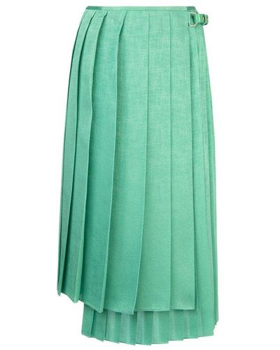 Fendi Pleated Asymmetric Skirt - Green