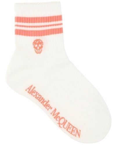 Alexander McQueen Skull Logo Intarsia Socks - White