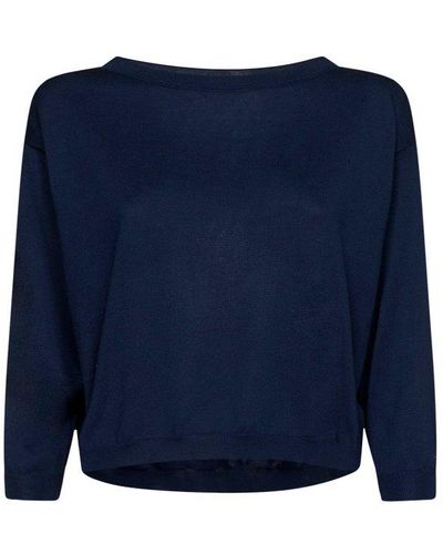 Malo Crewneck Cropped Sweater - Blue
